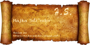 Hajka Sándor névjegykártya